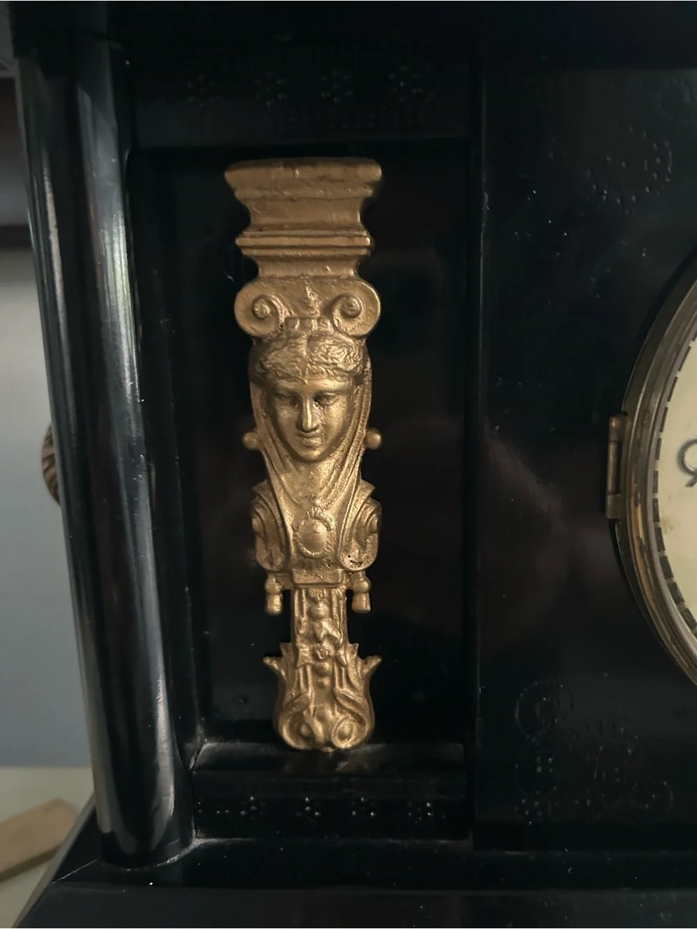 Antique Black and Gold Welby Vintage Mantel Clock